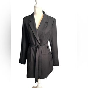 Forever 21 Black Belted Coat Sz L